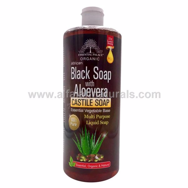 Picture of Organic Castile Soap with Black Soap  & Aloe Vera - 13.5 Oz - By Essential Palace