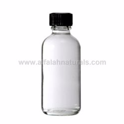 Picture of Boston Round 2 oz Clear Glass Bottles With Poly Cone Lined Black Caps