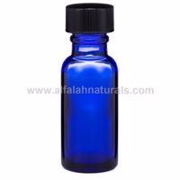 Picture of 1 Pcs - Boston Round 1/2 oz Blue Glass Bottles With Poly Cone Lined Black Cap
