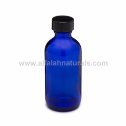 Picture of Boston Round 2 oz Cobalt Blue Glass Bottles With Poly Cone Lined Black Caps