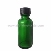 Picture of 1 Pcs - Boston Round 1 oz Green Glass Bottles With Poly Cone Lined Black Cap