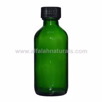Picture of 80 Pcs - Boston Round 2 oz Green Glass Bottles With Poly Cone Lined Black Cap
