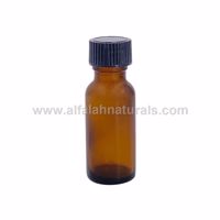 Picture of 180 Pcs - Boston Round 1/2 oz Amber Glass Bottles With Poly Cone Lined Black Cap