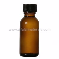 Picture of 288 Pcs - Boston Round 1 oz Amber Glass Bottles With Poly Cone Lined Black Cap