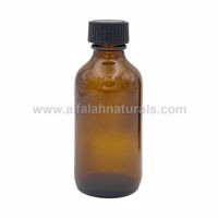 Picture of 1 Pcs - Boston Round 2 oz Amber Glass Bottles With Poly Cone Lined Black Cap