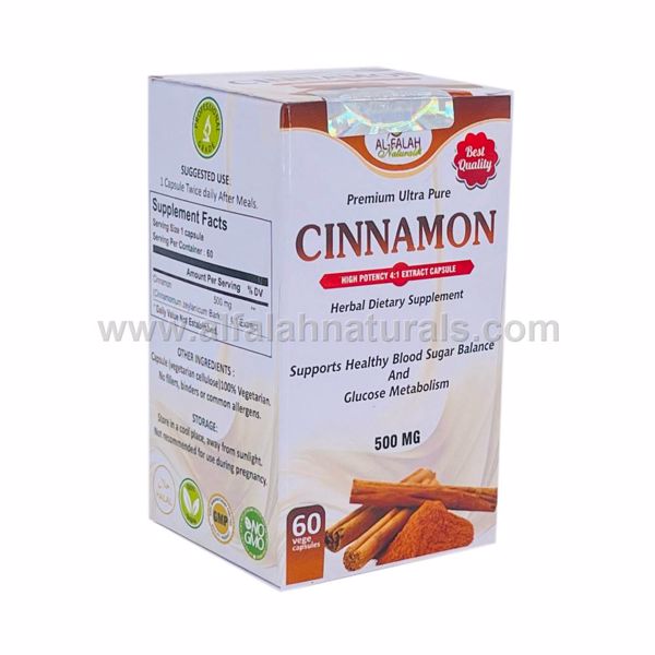 Picture of Cinnamon 4:1 Premium Extract Capsules - 500mg [60 Capsules] [Halal/Vegetarian]