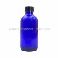 Picture of 64 Pcs - Boston Round 4 oz Blue Glass Bottles With Poly Cone Lined Black Cap