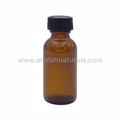 Picture of Boston Round 1 oz Amber Glass Bottles With Poly Cone Lined Black Caps