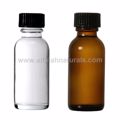 Picture of Boston Round 1 oz Amber Glass Bottles With Poly Cone Lined Black Caps